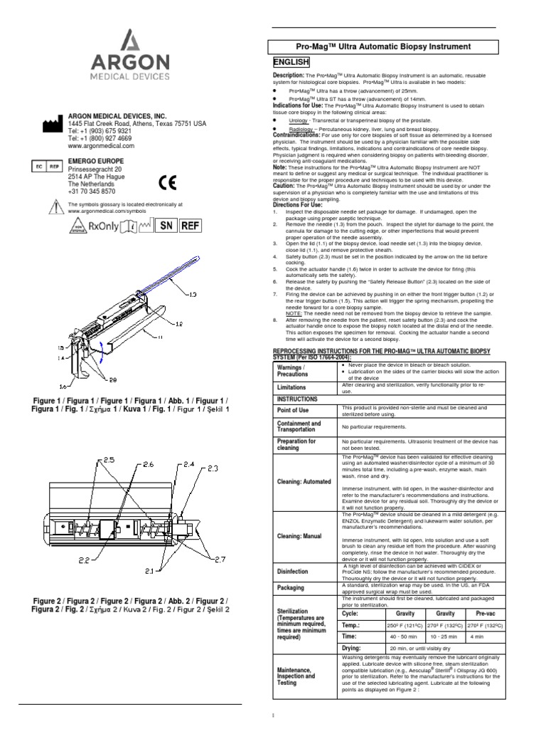x9585374 Rev1117b Pro Mag Ultra Automatic Biopsy Instrument | PDF ...