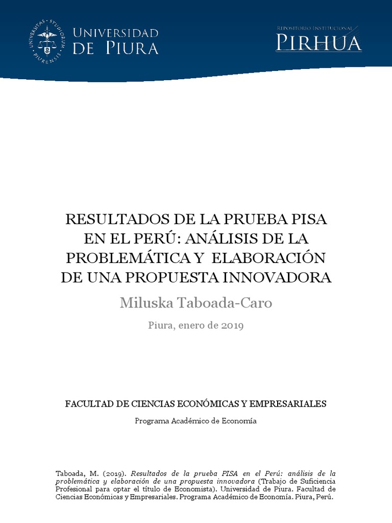 Análisis de la Prueba PISA en Perú | PDF | Programa para la Evaluación  Internacional de Estudiantes | Educación financiera, image size:768x1024