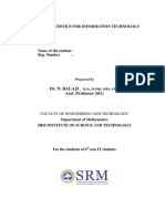 15ma305 - Statistics For Information Technology: Dr. N. Balaji Asst. Professor (SG)