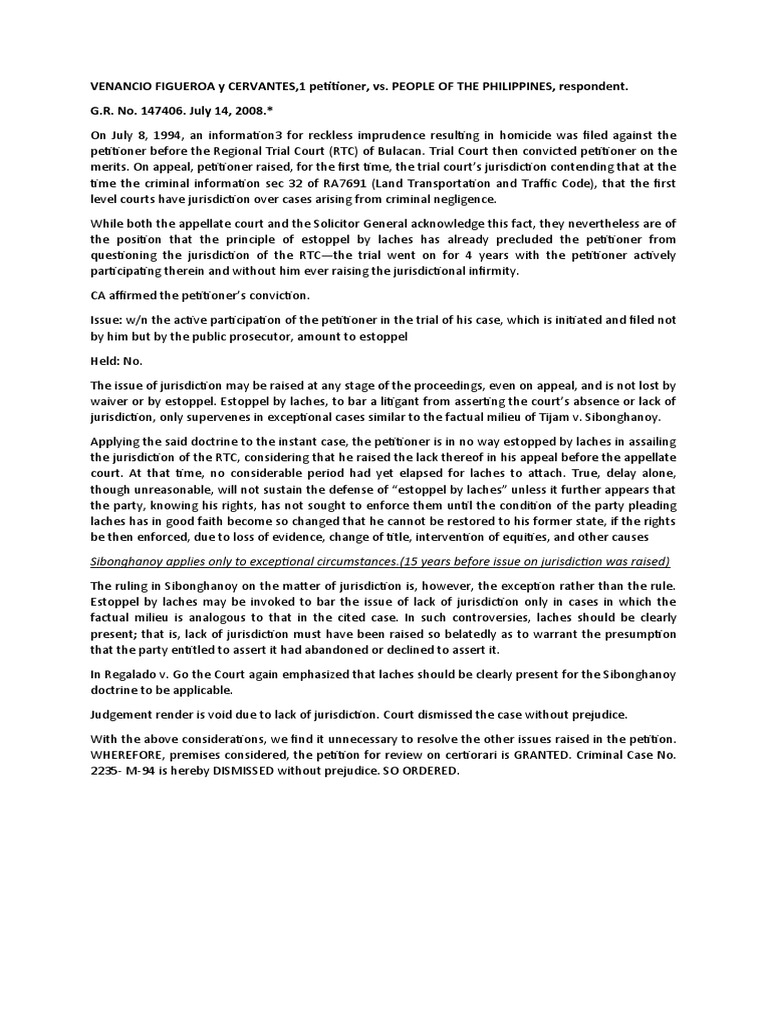 VENANCIO FIGUEROA y CERVANTES, 1 Petitioner, vs. PEOPLE OF THE