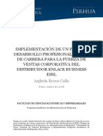 Implementación de Un Plan de Desarrollo Profesional Y Línea de Carrera para La Fuerza de Ventas Corporativa Del Distribuidor Enlace Business Eirl