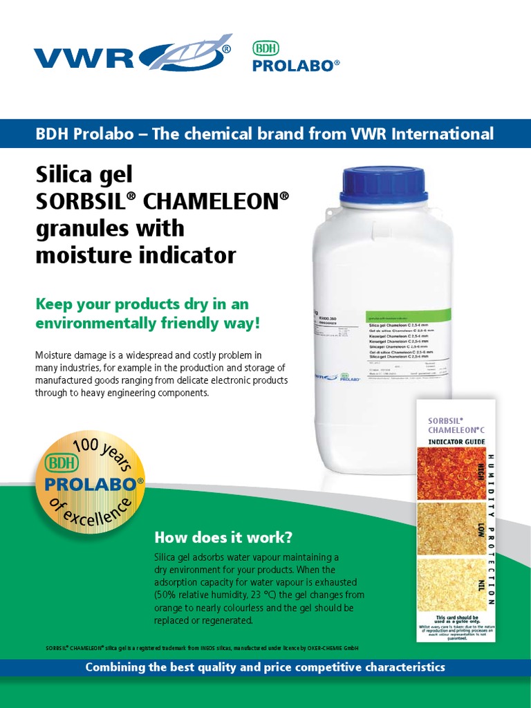 Silica Gel Sorbsil Chameleon Granules With Moisture Indicator PDF