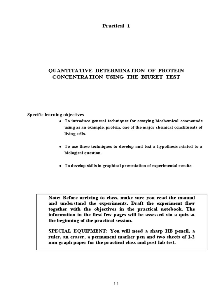 Protein Lab PDF Spectrophotometry Absorbance