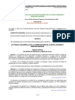 Ley para El Desarrollo de La Competitividad de La Micro, Pequeña y Mediana Empresa PDF