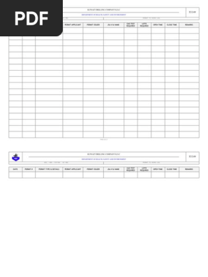 18A - FO - Permit to Work Log