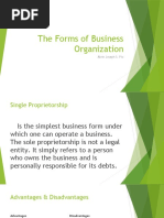 The Forms of Business Organization: Alvin Joseph S. Pio