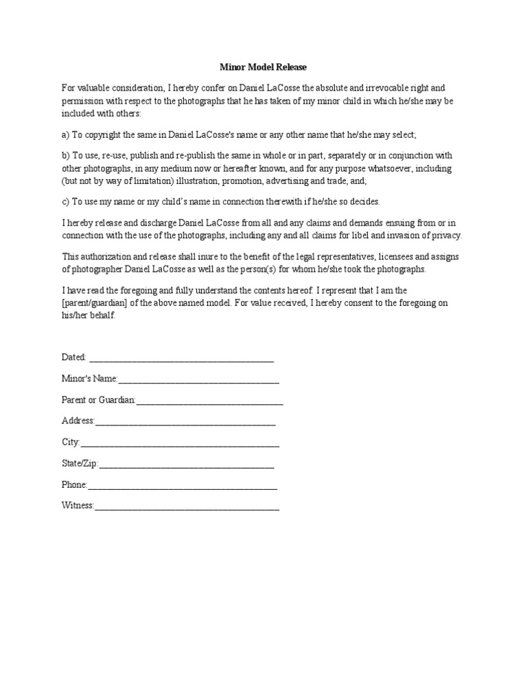 Minor Release Form | PDF | Social Science | Lifestyle