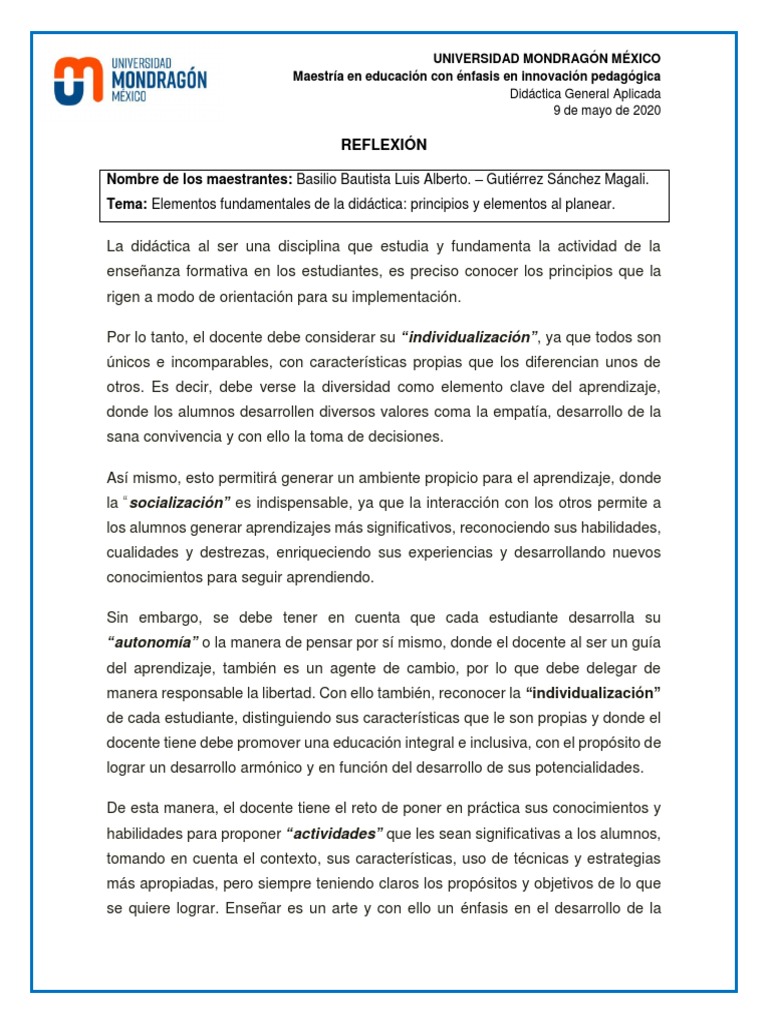 Elementos Clave de la Didáctica | PDF | Maestros | Evaluación ...