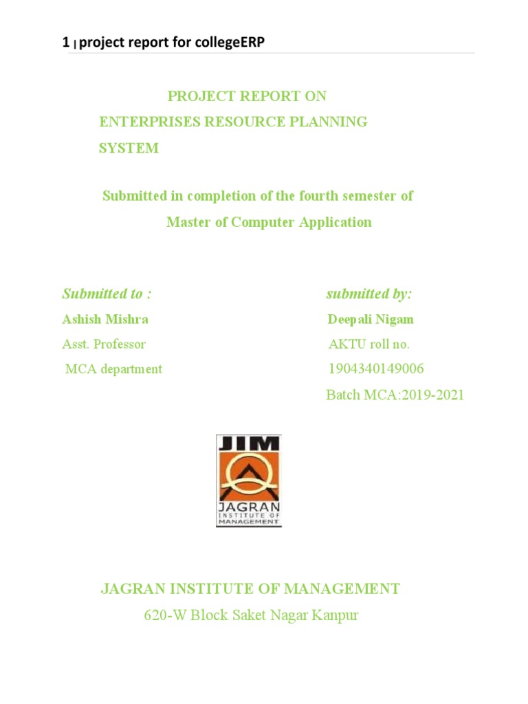 College ERP System Project Report | PDF | Websites | Enterprise ...