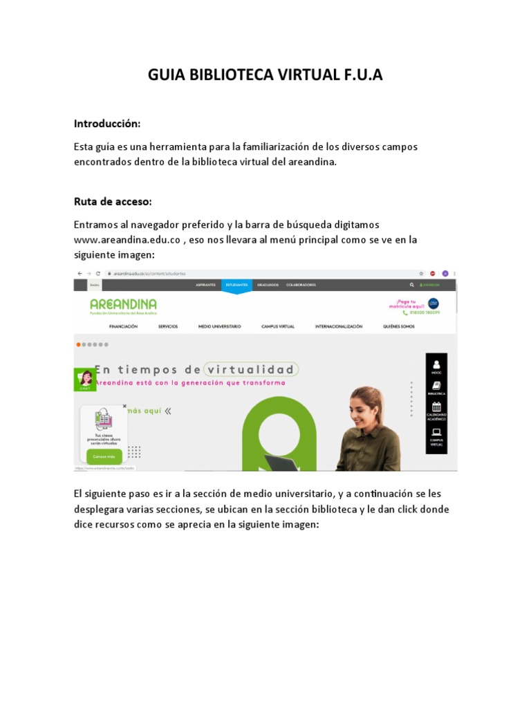 Guía de la Biblioteca Virtual Areandina | PDF | Libreria digital ...