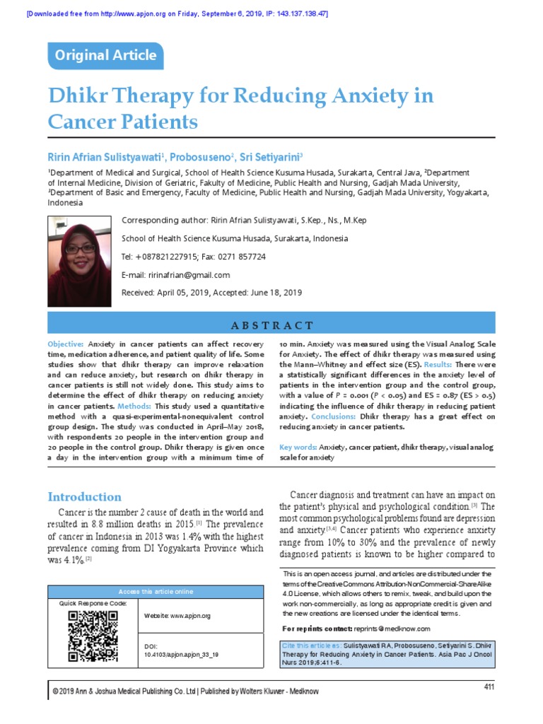 Dhikr Therapy For Reducing Anxiety in Cancer Patie | PDF | Alternative ...