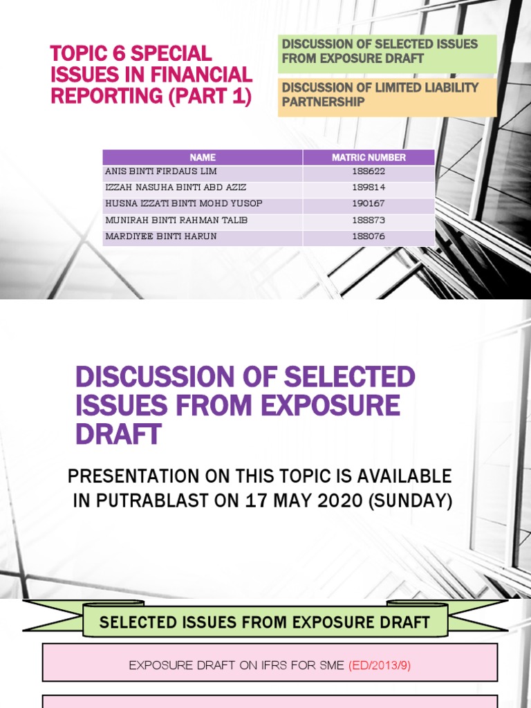 Special Issues in Financial Reporting | PDF | Limited Liability ...