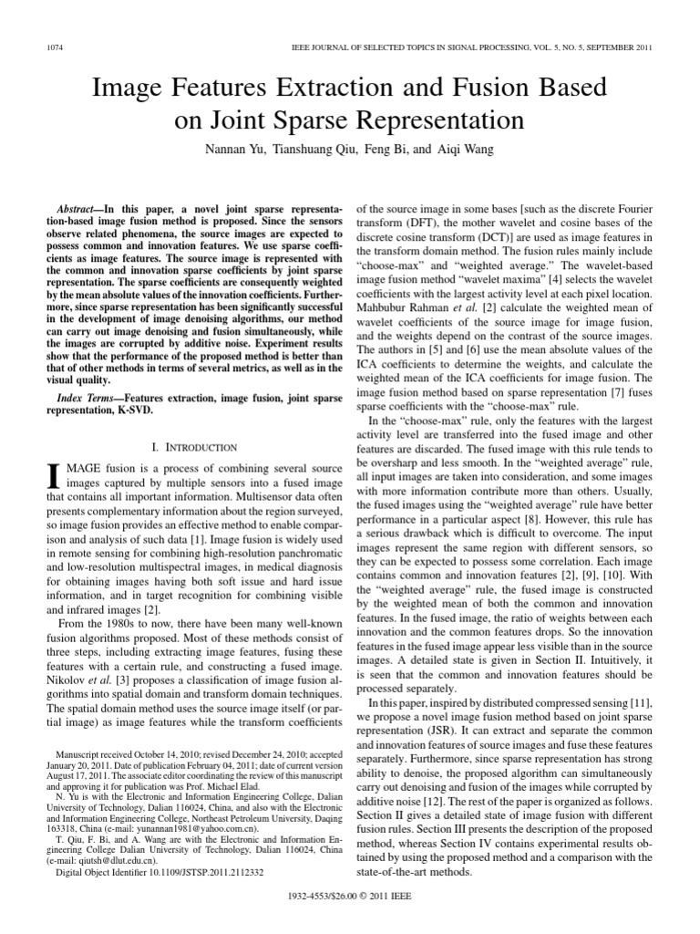 Image Features Extraction and Fusion Based On Joint Sparse ...