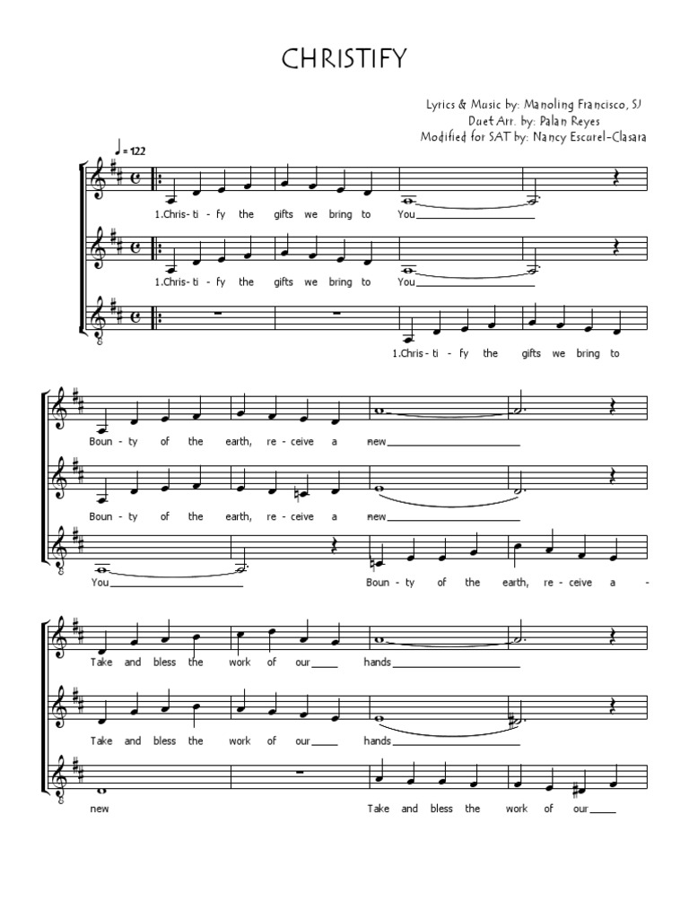 Christify: Lyrics & Music By: Manoling Francisco, SJ Duet Arr. By ...