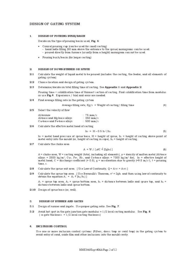 Design of Gating and Feeding Systems-2 | PDF | Casting (Metalworking ...