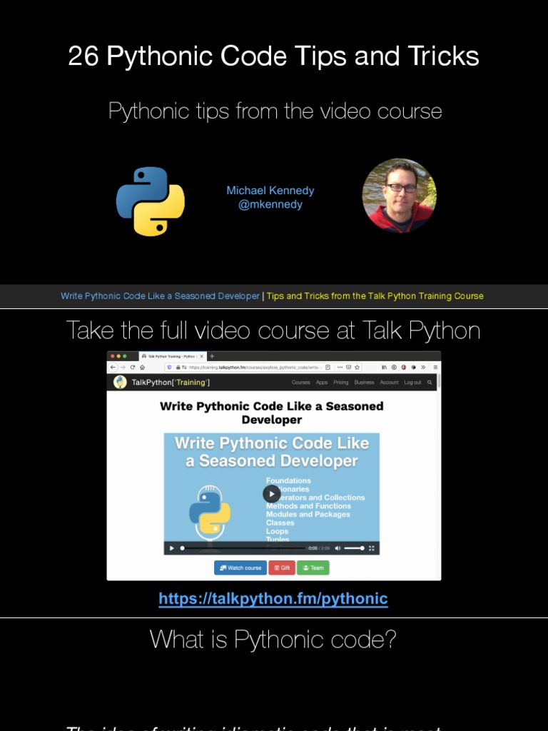 26 Pythonic Code Tips and Tricks | PDF | Parameter (Computer ...