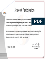 Certificate of Participation: March 15th 2020