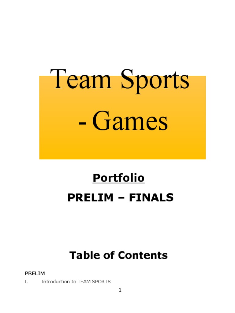 Team Sports Games Portfolio Prelim Finals PDF Strength