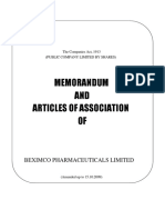Memorandum AND Articles of Association OF: Beximco Pharmaceuticals Limited