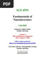 Fundamentals of Nanoelectronics: ECE 495N