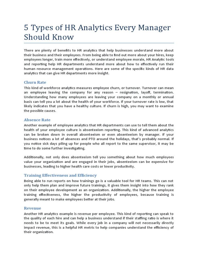 5 Essential HR Analytics Types Explained | PDF | Turnover (Employment ...