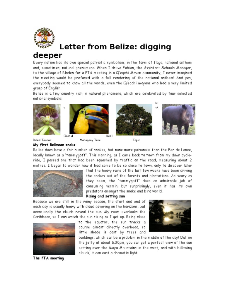 Letter 2 Digging Deeper | PDF | Belize | Nature