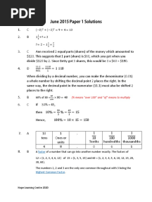 CSEC June 2015 Mathematics P1 Solutions