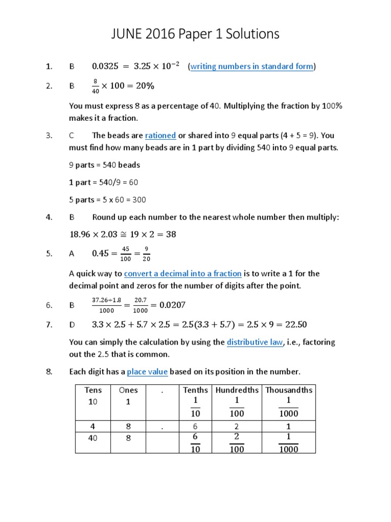 Csec mathematics june 2016 paper 1 solutions area fraction