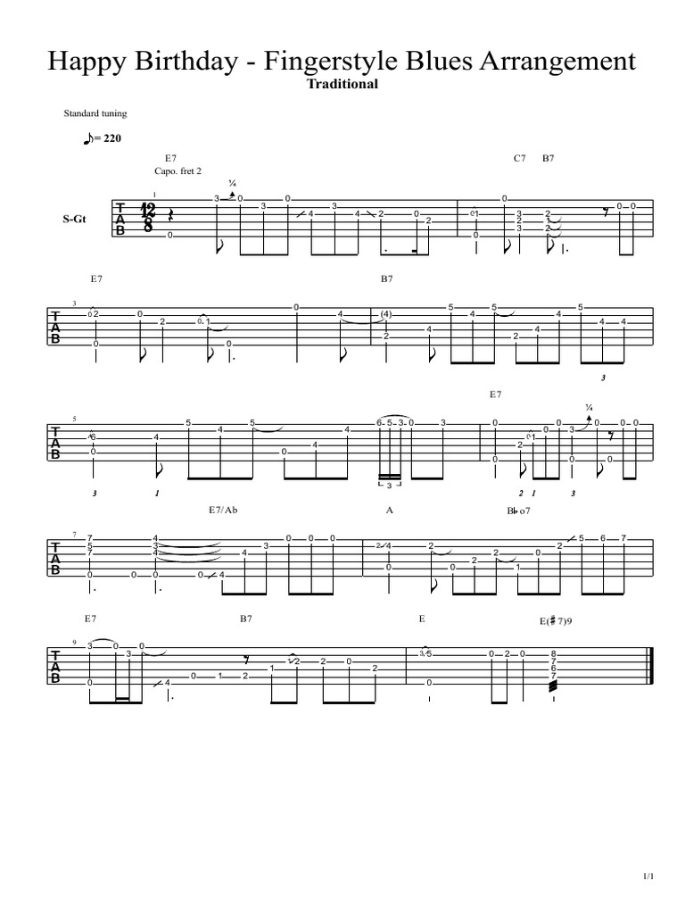 Misc Happy Birthday Fingerstyle Blues PDF Guitar Family Instruments