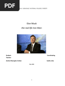 Elon Musk - The Real Life Iron Man-: Ion Luca Caragiale National College, Ploiesti