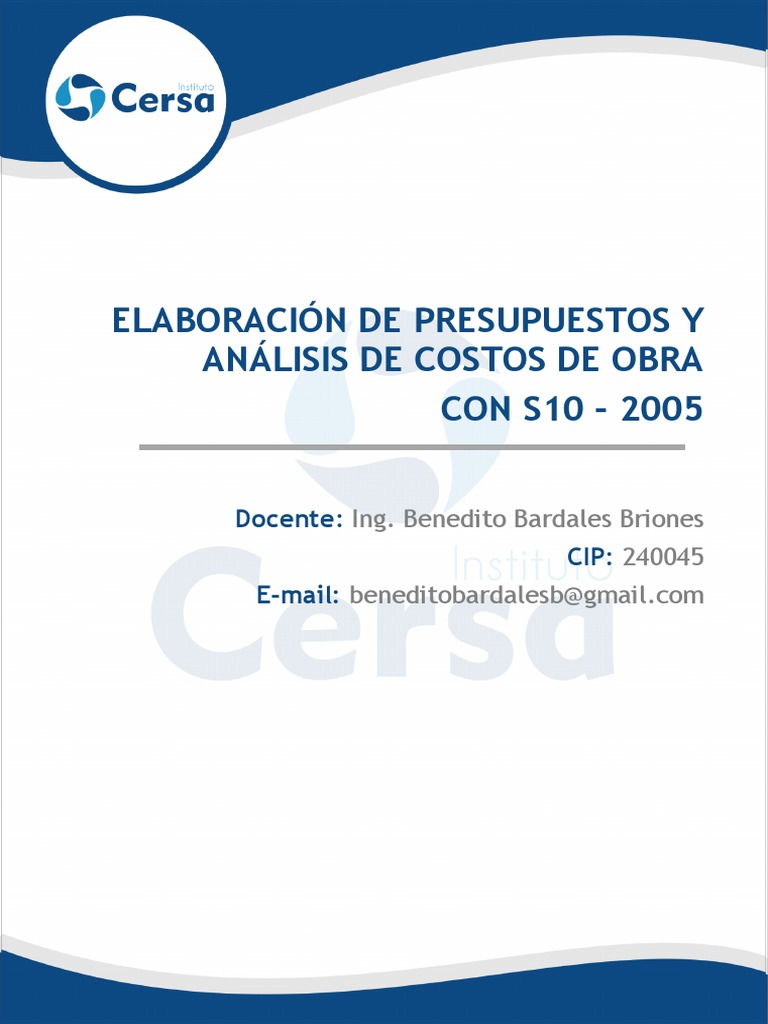 Presupuestos y Costos en S10 2005 | PDF | Presupuesto | Archivo de ...
