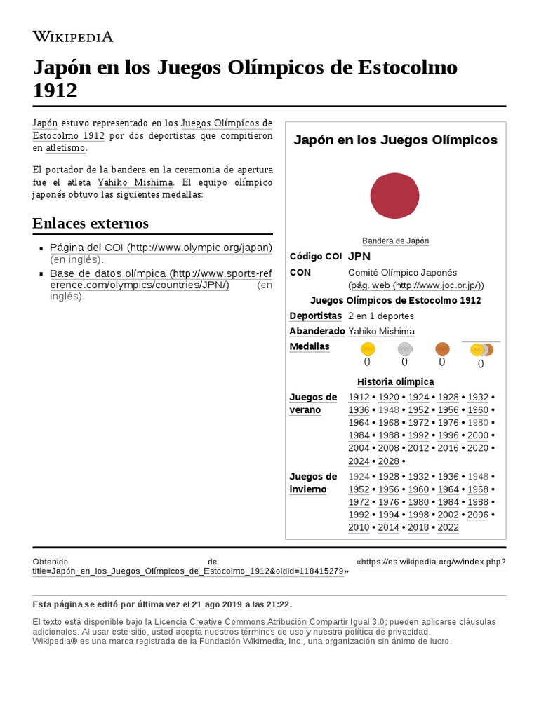 Japón en Los Juegos Olímpicos de Estocolmo 1912 PDF Juegos