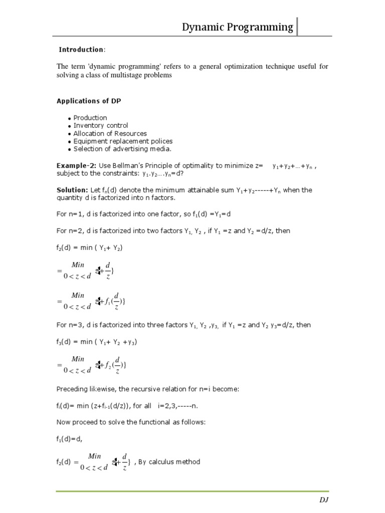 Understanding Dynamic Programming Techniques | PDF | Dynamic ...