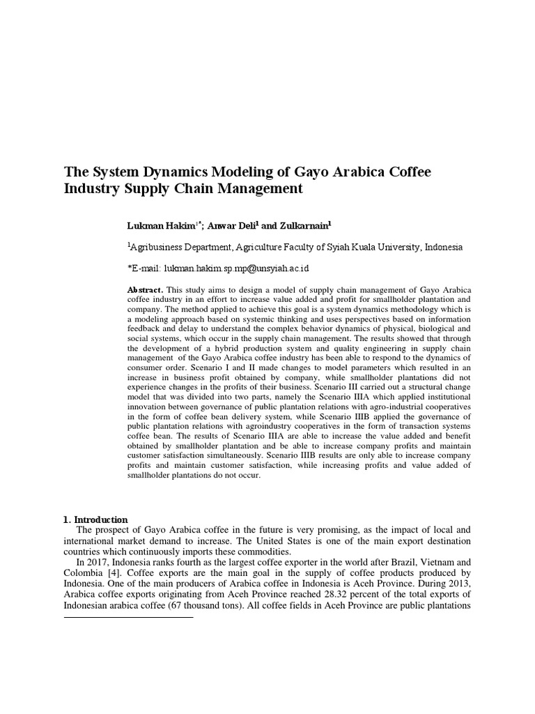 Gayo Arabica Coffee Supply Chain Model | PDF | Coffee | Supply Chain