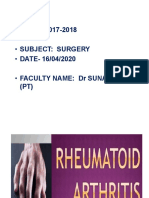 PROF: 2017-2018 - Subject: Surgery - DATE-16/04/2020 - DATE - 16/04/2020 - Faculty Name: DR Sunanda (PT)