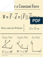 Work for a Constant Force: W = ⃗ F ⋅ ⃗ d = - ⃗ F - - ⃗ d - cos α