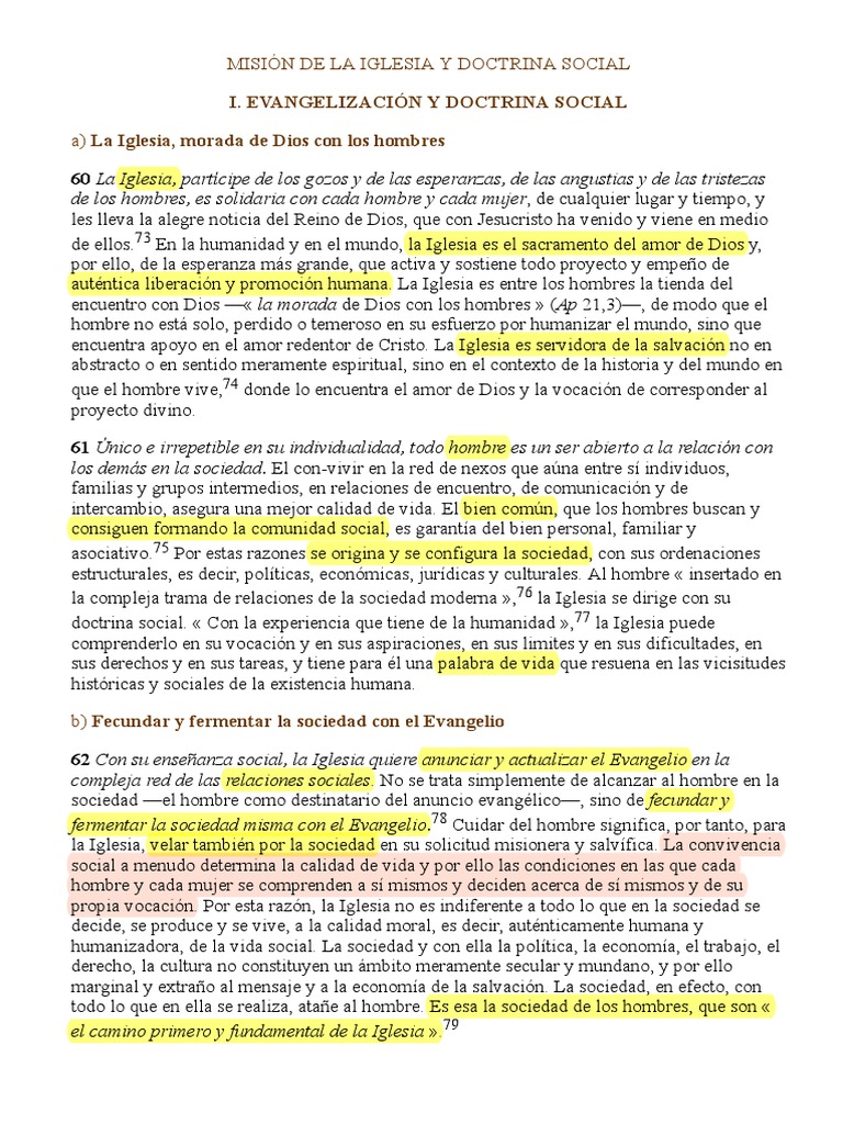 Misión y Doctrina Social de la Iglesia | PDF | Doctrina social católica ...
