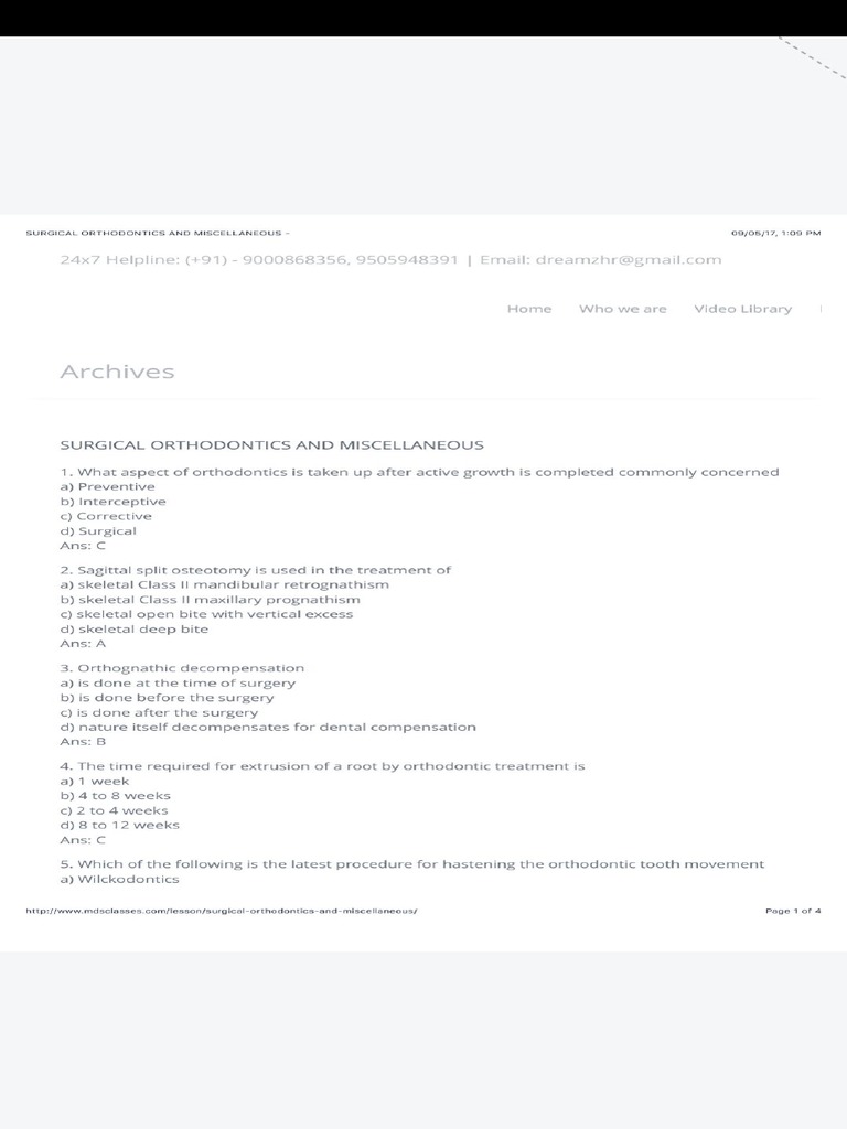 Surgical Orthodontics MCQ PDF
