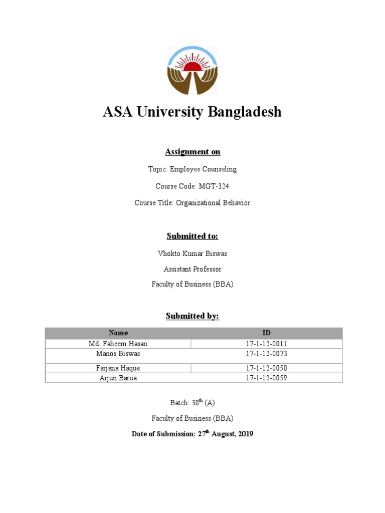 ASA University Bangladesh: Assignment On | PDF