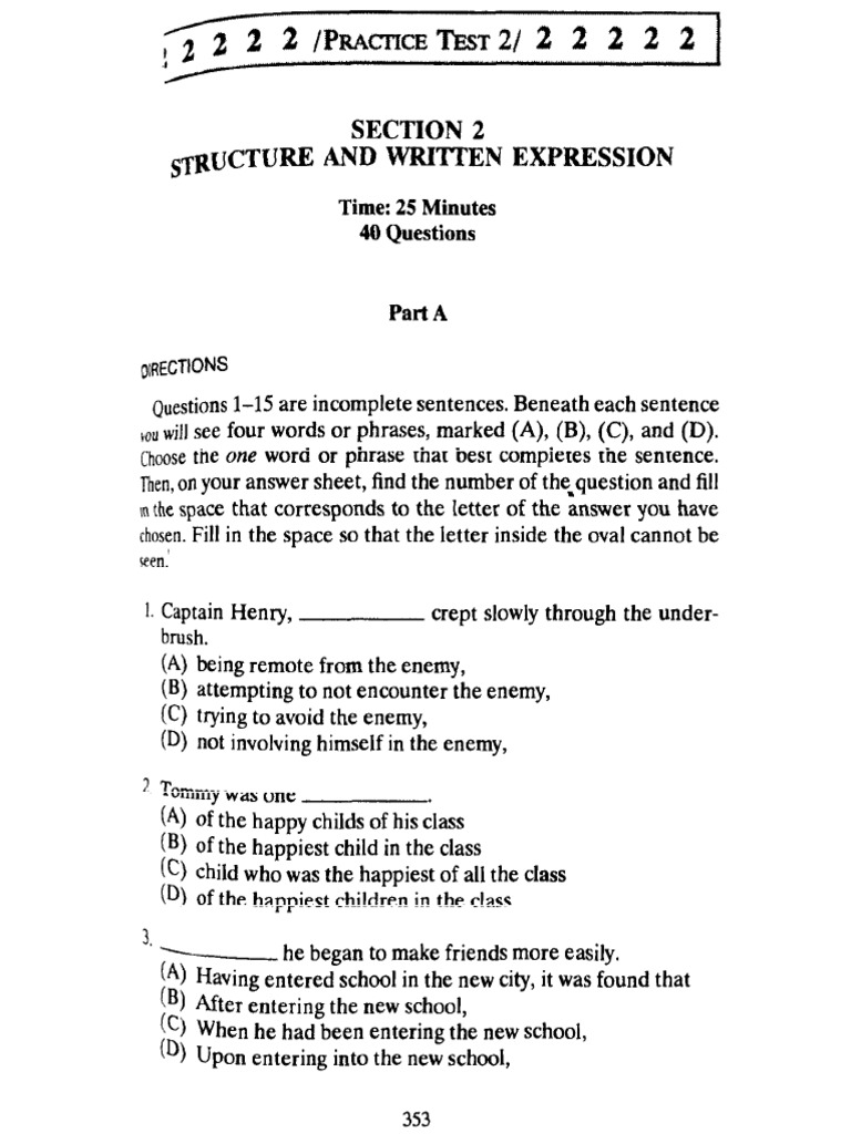 TOEFL Practice Test Structure PDF