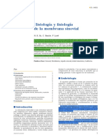 Histologia y Fisiologia de La Memebrana Sinovial PDF