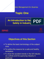 Topic One: An Introduction To Health & Safety in Industry
