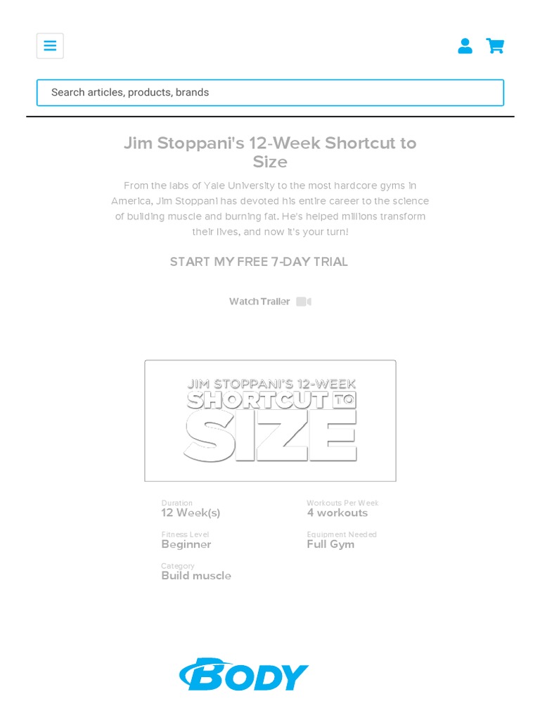 Jim Stoppani's 12-Week Shortcut To Size PDF | PDF | Computing And Information Technology | Wellness