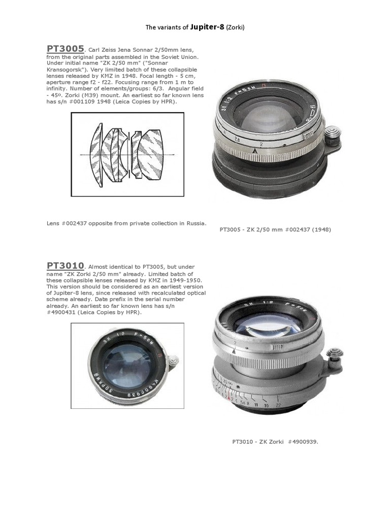Jupiter 8 50 PDF PDF Aperture Optical Devices