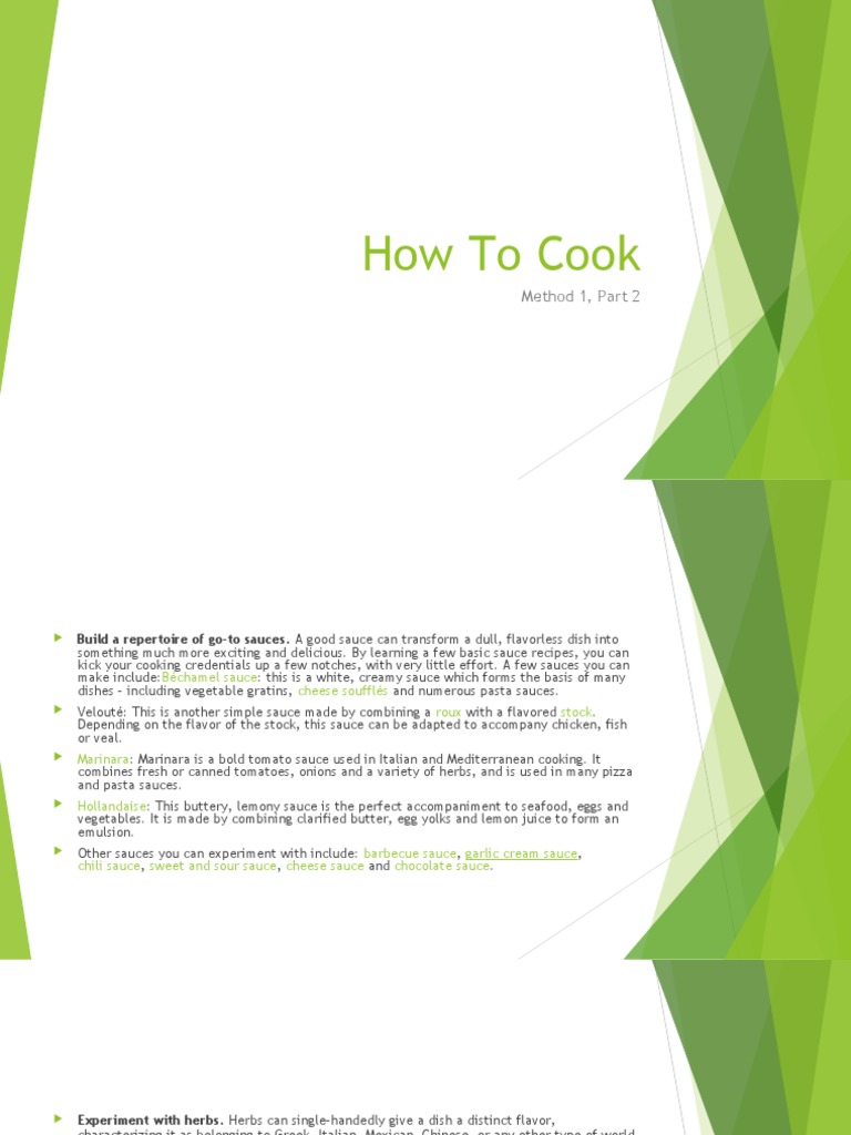 How To Cook Part 2 | PDF | Tomato Sauce | Coriander