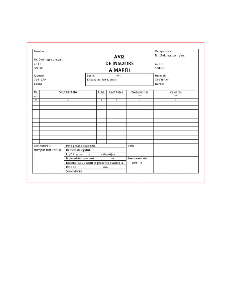 Aviz De Insotire A Marfii Model Pdf