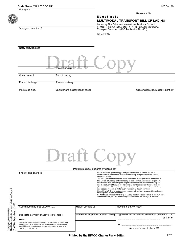 Multimodal Transport Bill of Lading | PDF | Common Law | Private Law