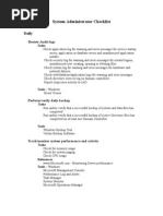 Download System Administrator Checklist by Indrajit Banerjee SN4623275 doc pdf