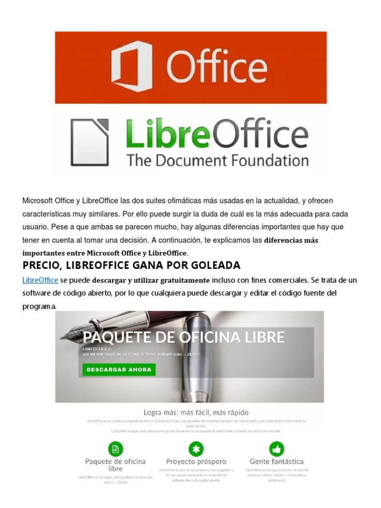 Comparativa: LibreOffice vs Microsoft Office | PDF | Microsoft Office ...