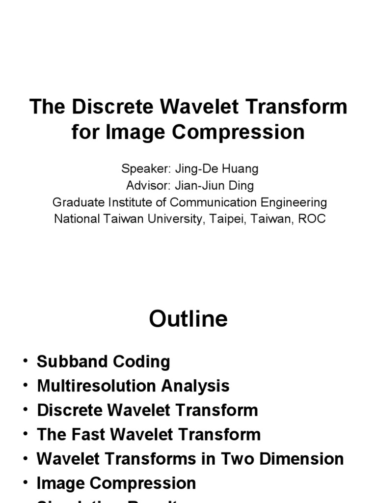 The Discrete Wavelet Transform For Image Compression | PDF